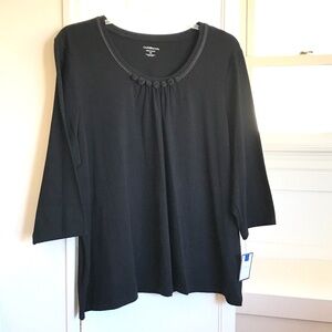 CROFT & BARROW Cotton Rosette Scoop Neck Tunic Dressy Tee Women’s Plus Size 3X